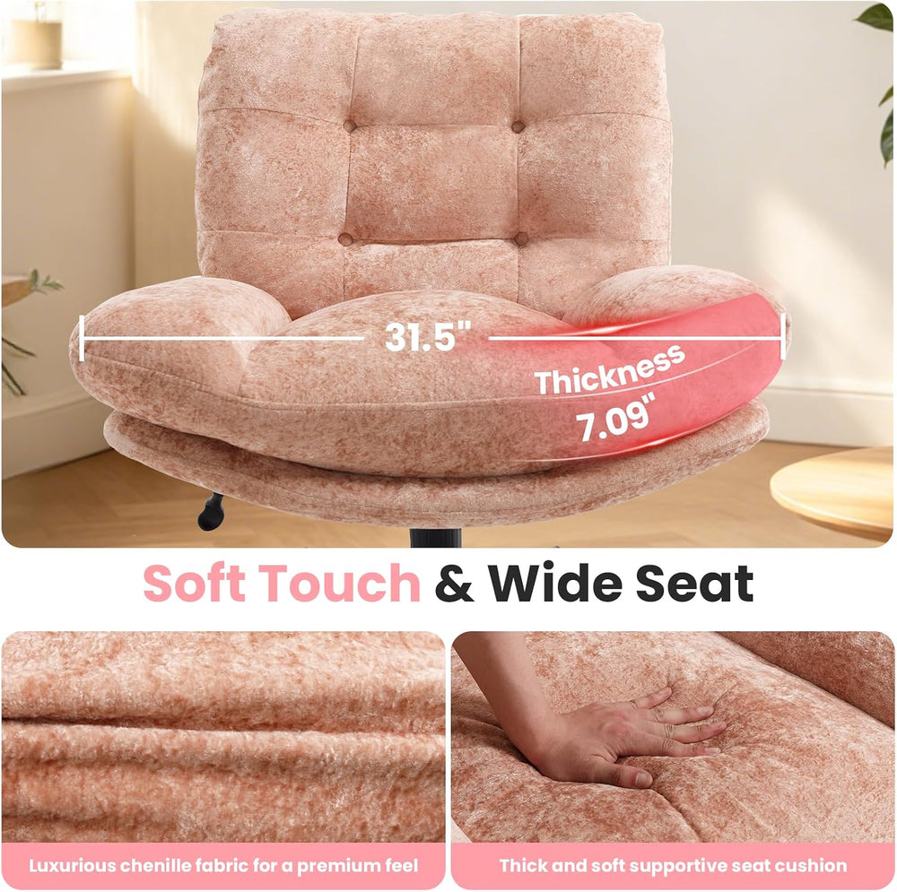 Wide Plush Comfy Criss Cross Rolling Office Desk Chair for Women Pink | 7.09&...