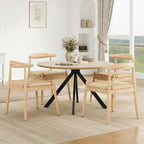 Farini Mid Century Modern Dining Chairs Set of 4, Solid Wood Frame Kitchen Chairs with Woven Upholstered Seat for Dining Room & Breakfast Nook,Natural-Beige