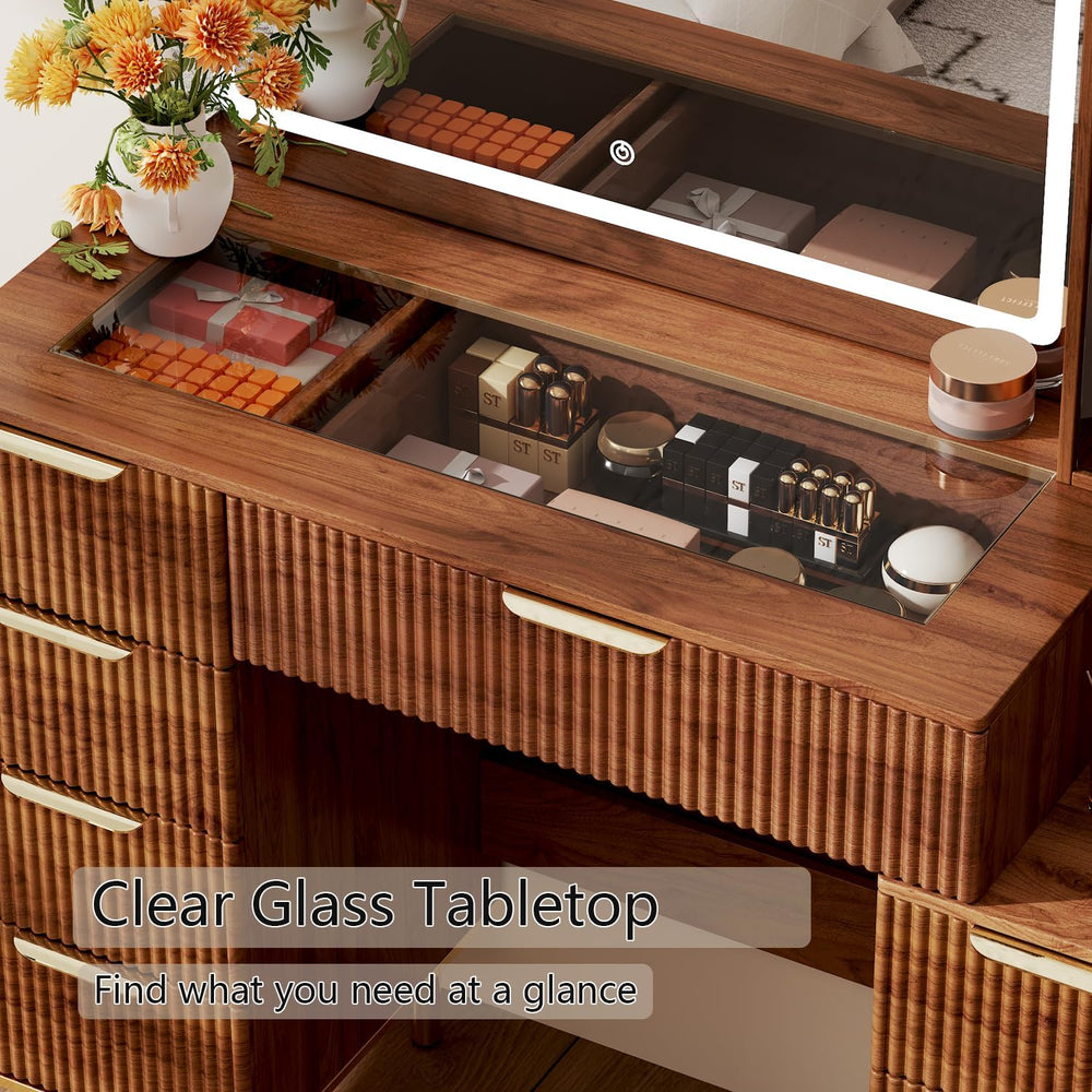 Chrangmay Modern Vanity Desk with 31.5" Mirror and Lights,Makeup Vanity ...