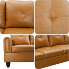 Sectional Couches for Living Room with Movable Chaise & Storage Ottoman - 97.5" Leather L Shaped Couches for Living Room Apartment, 4 Seat Home Furniture Modular Sectional Sofas, Orange