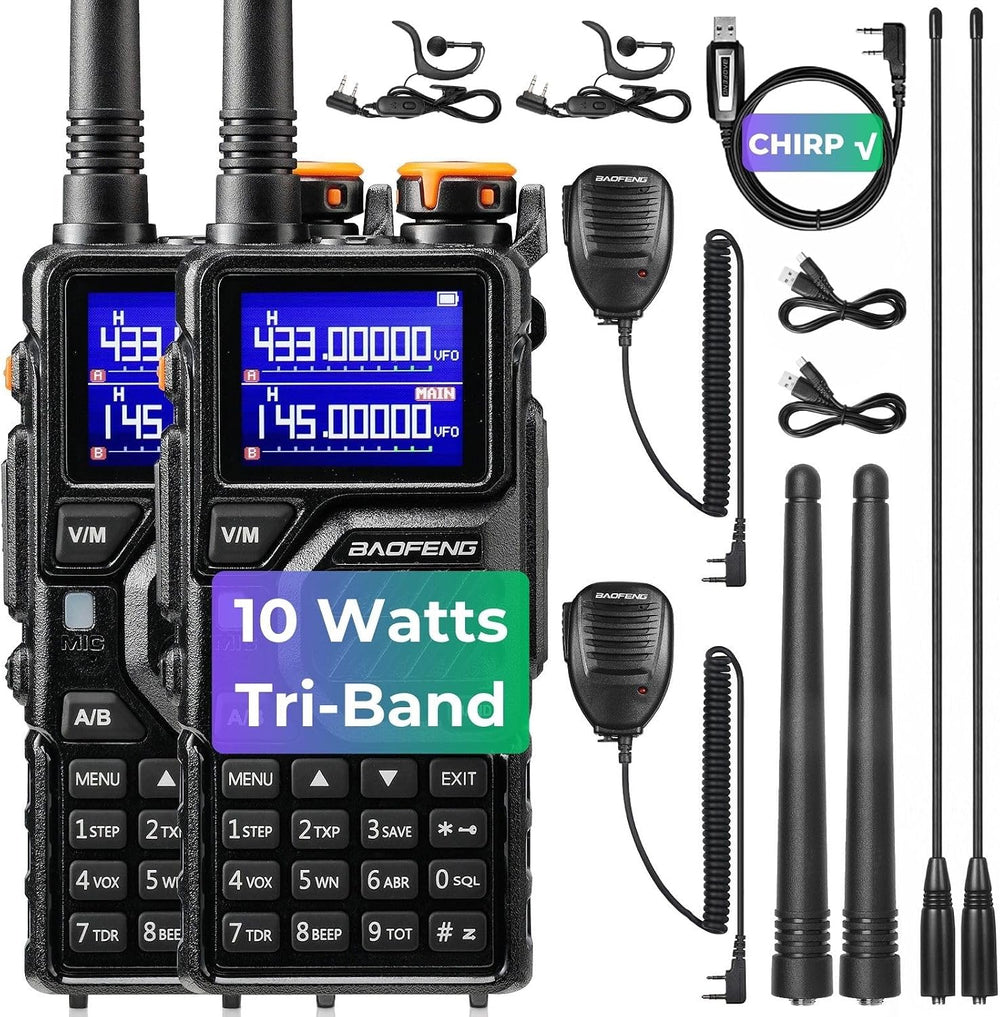 BAOFENG K5PLUS 10W Ham Radio with Speaker Mic & Programming Cable [2 Packs]