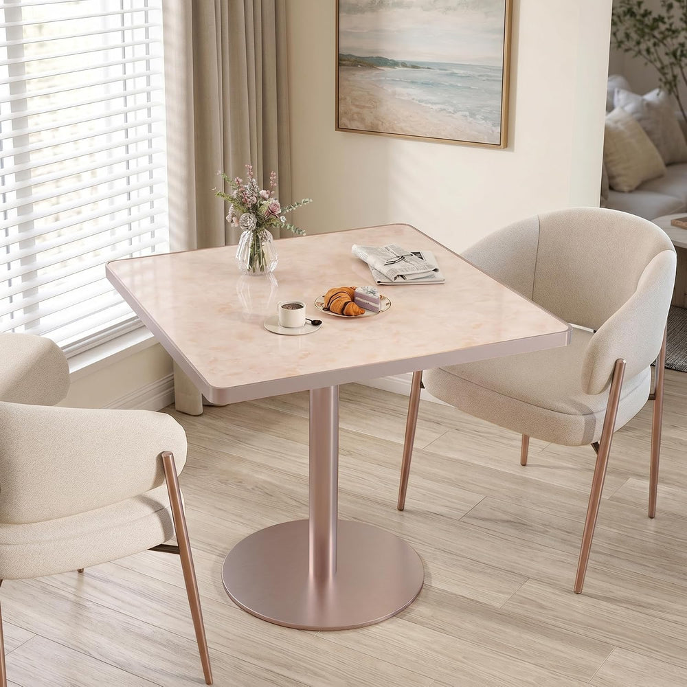 31.5'' Tulip Table, Square Dining Table with Glossy Sintered Stone Ta...