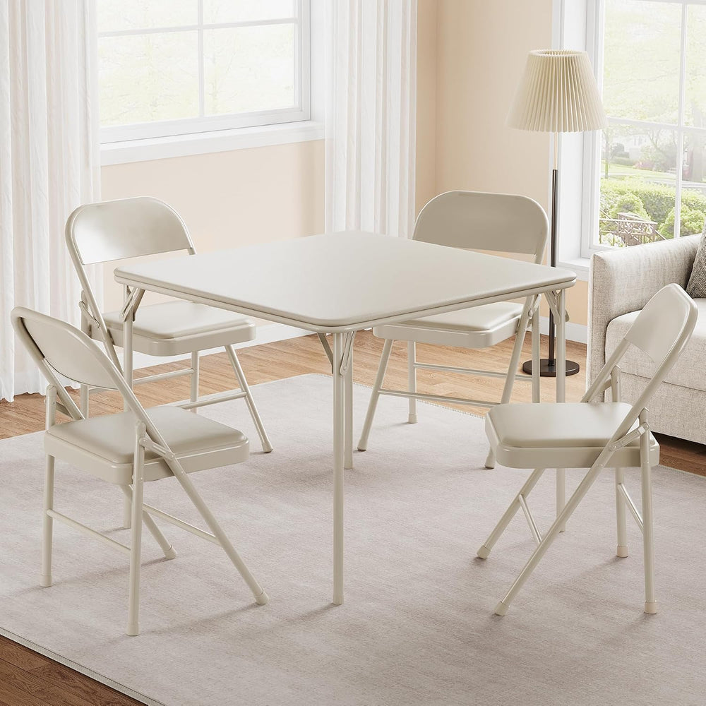 33.6'' Folding Square Card Table, Portable Card Table with Folding Le...