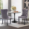 3-Pieces Dining Sets, 31.5" Round Dining Table Set with 2 Velvet Upholstered Dining Chairs,Wooden Legs Design for Kitchen Dining Room Apartment Small Space(1 Black Table with 2 Grey Chairs)