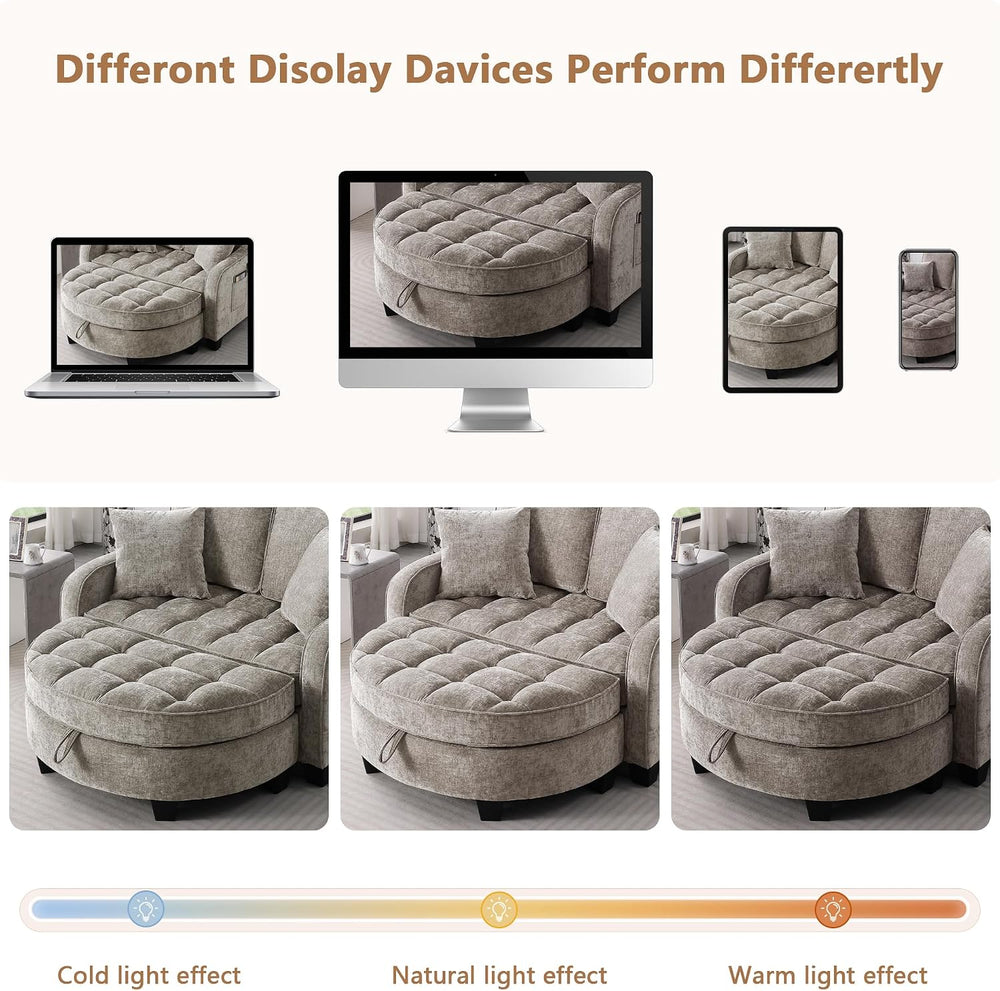 Two-Seater Sofa, Ergonomic and Backrest Design, Ottoman with Storage, Include...