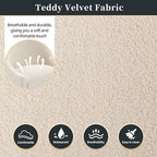 Modern Velvet Dining Chairs Set of 6, Contemporary Upholstered Furniture Collection with Polished Gold Metal Legs, Elegant Accent Chairs for Kitchen Living Room(Teddy Fleece,Beige)