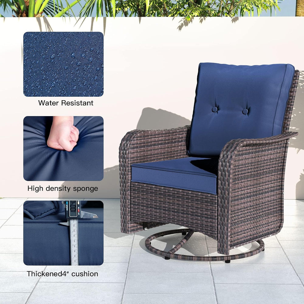 Kullavik 10 Piece Outdoor Patio Furniture Set with Fire Pit & Swivel Chairs