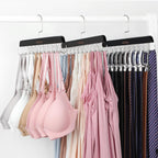 TOPIA HANGER Bra Hanger for Closet, 2 Pack Tank Top Hangers 40 Hooks Capacity Foldable Wood Space Saving Hangers Closet Organizer for Tank Top, Bra, Scarf, Belt, Tie etc - CT46B-2