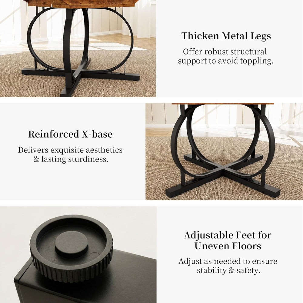 HIPIHOM 43.3"-59" Extendable Round Dining Table for 4-6 People, Mod...