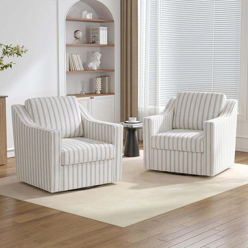 Swivel Accent Chairs Set of 2, 360° Swivel Upholstered Club Armchairs for Liv...