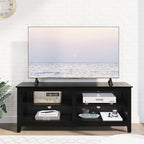 TV Stand for 65 inch TV with Storage,Modern TV Entertainment Center for Bedroom,TV Media Console Table with 4 Open Storage Shelve,55 inch Wood TV Cabinet Black