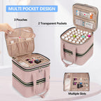 Yarwo Pill Bottle Organizer Storage Bag, 3 Layers Medicine Travel Case Empty with Demountable Design and Dividers for Pills, Potions, Vitamins and Emergency First Aid Supplies, Dusty Rose (PATENTED)