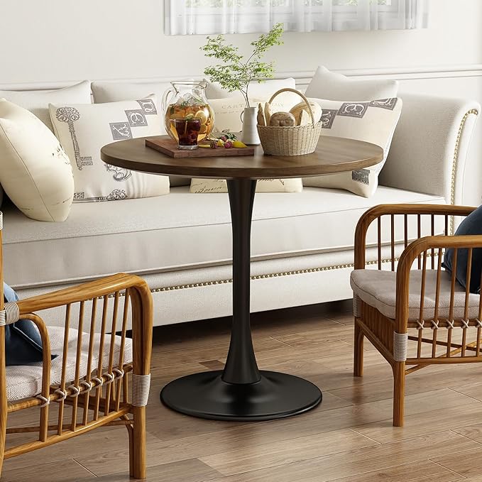 Wood Round Table Modern Dining Table Tulip Round Kitchen Table Wooden Mid Century Coffee Table for Living Room 31.5 inch