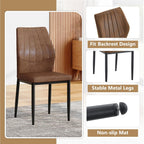 Brown Dining Chairs Set of 6,Rustic Kitchen Chairs for Dining Room | Rustic Farmhouse Upholstered, Soft Cushion and Black Metal Legs, Mid Century Modern, Easy to Assemble For Home Office