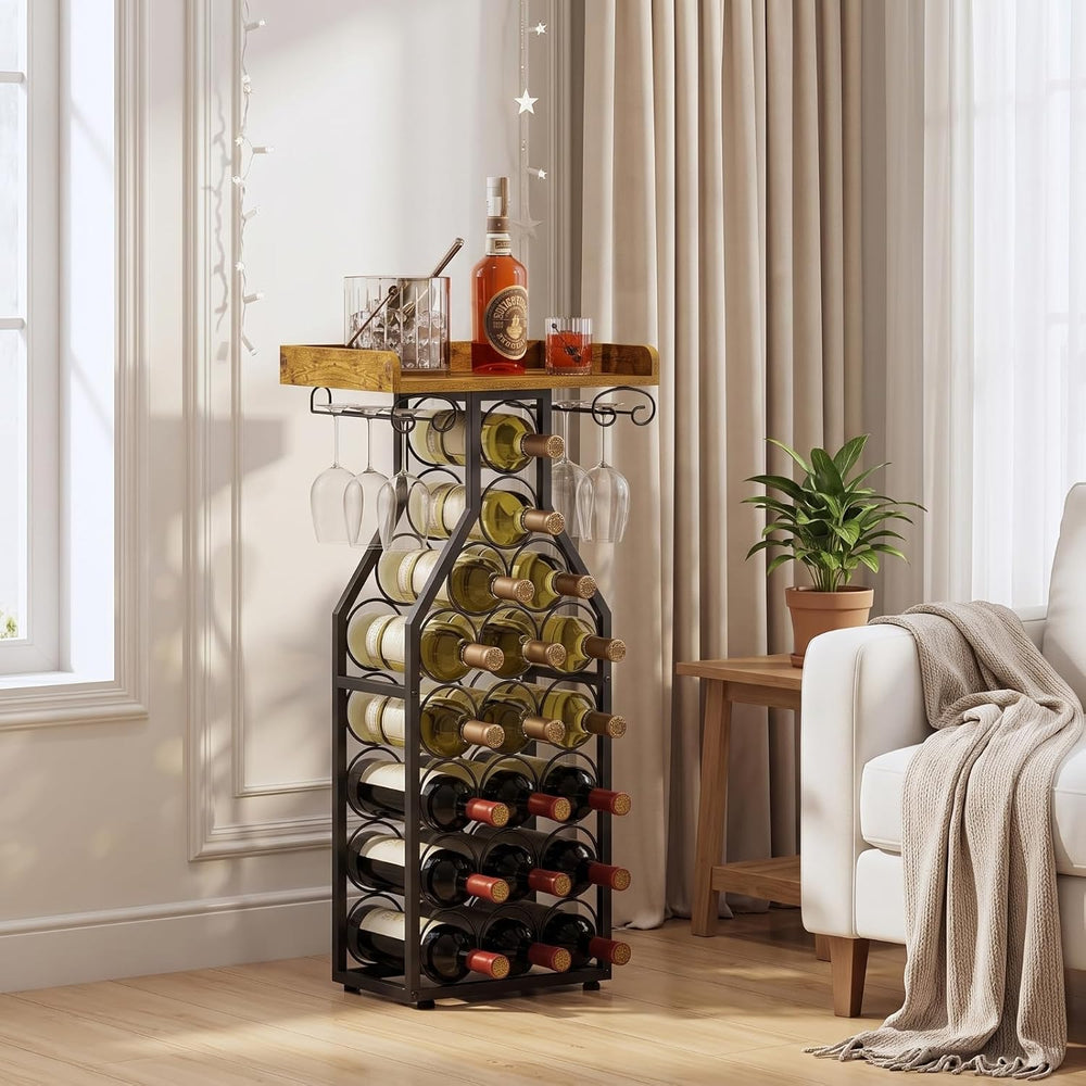 Industrial Floor Beverage Rack | beverage Rack with Glass Holder, Space-Savin...
