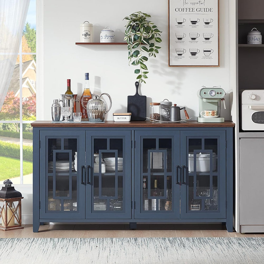 Joaxswe Large Sideboard Buffet Cabinet with Storage, 63" Farmhouse Navy ...