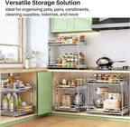 Pull out Cabinet Organizer, 2 Tiers 15"W X 21"D, Heavy Duty Smooth Sliding Under Cabinet Shelves for Pots and Pans, Full-Extension Roll out Drawers, Slide out Organization for Home Kitchen Pantry
