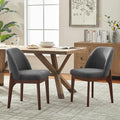 VKNOW Wooden Dining Chairs Set of 2, Upholstered Dining Room Chairs with Rubberwood Legs and Padded Seats, Kitchen Chairs for Restaurant Kitchen Living Room, Dark Grey