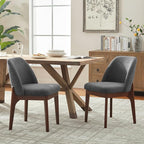 VKNOW Wooden Dining Chairs Set of 2, Upholstered Dining Room Chairs with Rubberwood Legs and Padded Seats, Kitchen Chairs for Restaurant Kitchen Living Room, Dark Grey