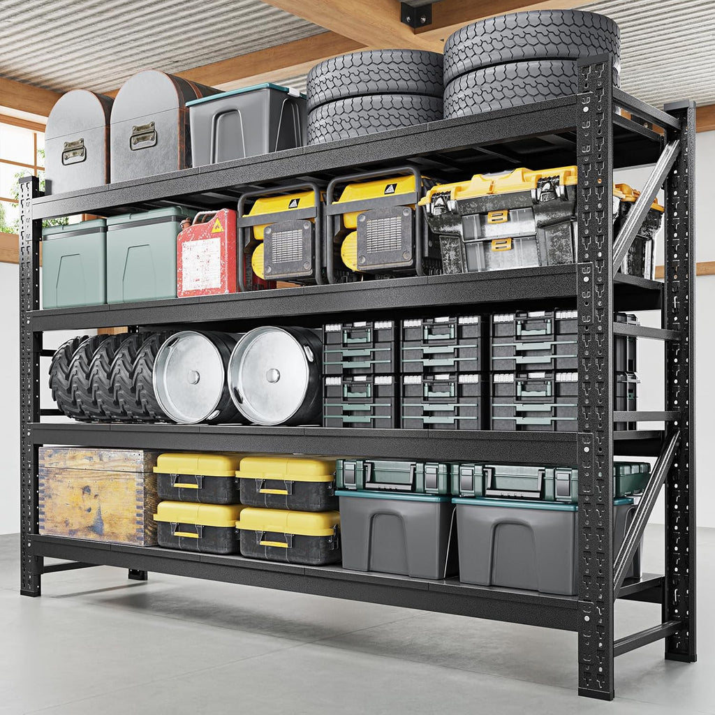 Letaya 68" W Storage Shelves Heavy Duty, 7000LBS Garage Shelving Units, 4 Tier Adjustable Utility Rack Shelf,Large Metal Industrial Shelves,for Shop,Warehouse,Basement (68" W x 24" D x 64" H)