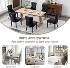 KCC Velvet Dining Chairs Set of 2, Upholstered High-end Tufted Dining Room Chair with Nailhead Back Ring Pull Trim Solid Wood Legs, Nikki Collection Modern Style for Kitchen, Black