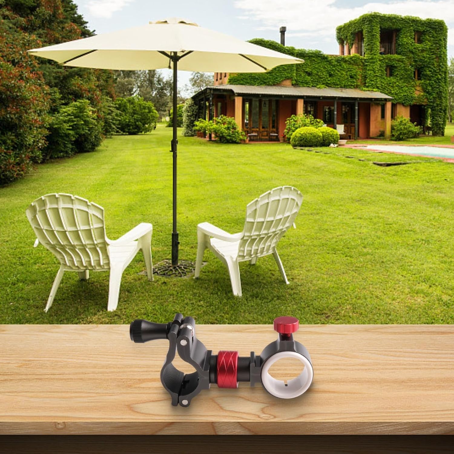 1PCS Adjustable Fishing Umbrella Stand ABS Plastic Construction 360° Rotation Buckle Design Compatible With 2.3-2.7CM Pipe Diameter For Beach Chairs Black CNC Molded Lightweight Portable