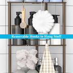 5 Tier Floor Standing Corner Shower Caddy Organizer Shelf with Hooks, Bathroom Shelves Stand Rack, Bronze
