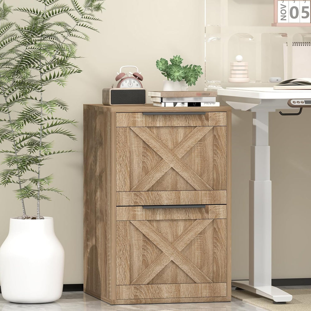 File Cabinet, Wood Filing Cabinet with 2 Drawers for Home Office | Printer St...