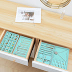 ProCase Stackable Jewelry Organizer Trays for Drawers, Jewelry Drawer Inserts Container Display Case Storage for Earring Necklace Rings Bracelet with Removable Dividers -Blue, 4 Layers