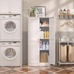 Steeloong 60"Metal Pantry Storage Cabinet with Doors & 3 Adjustable Shelves | Kitchen Pantry Cabinet,White Kitchen Cabinet with 2 Gold Handles,Tall Cabinet for Livingroom,Pantry, Bathroom,Kitchen