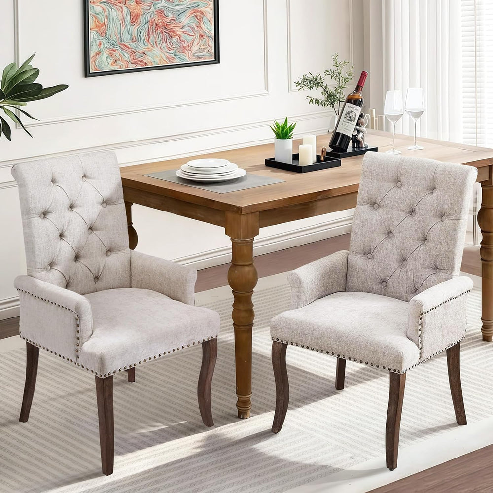 SoarFlash Chenille Dining Chairs Set of 2, Tall Back Side Chair，Modern Uphols...
