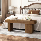 Farmhouse Solid Wood Entryway Bench, 47.3" Rustic End of Bed Bench for Bedroom, Handcrafted Accent Seating for Dining, Kitchen, Hallway, Living Room - 15 Min Assembly