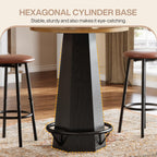 Tribesigns Round Bar Pub Table High Top, 39.4" H Bistro Cocktail Table with Metal Footrest for Drinking & Gathering, Industrial Home Bar Unit, Small Spaces, Brown & Black