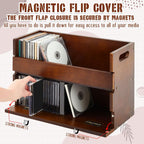 CroBlissful 2-Tier Wooden CD Storage Holder, Classic Brown CD Display Shelf Rack with Carrying Handles, CDs Organizer for DVDs, Movie Cases and Cassette Tapes, Holds up to 72 CDs