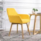 Mid Century Modern Dining Chairs Set of 4 & 2 & 6 Comfy Accent Chair Upholstered Kitchen Dining Living Room Chairs for Bedrooms Waiting Room Home Arm Desk Chair No Wheels (Yellow, 4)