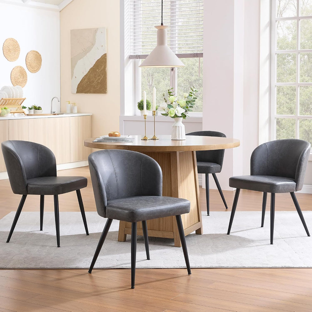 Susalt Upholstered Faux Leather Dining Chairs Set of 4, Grey