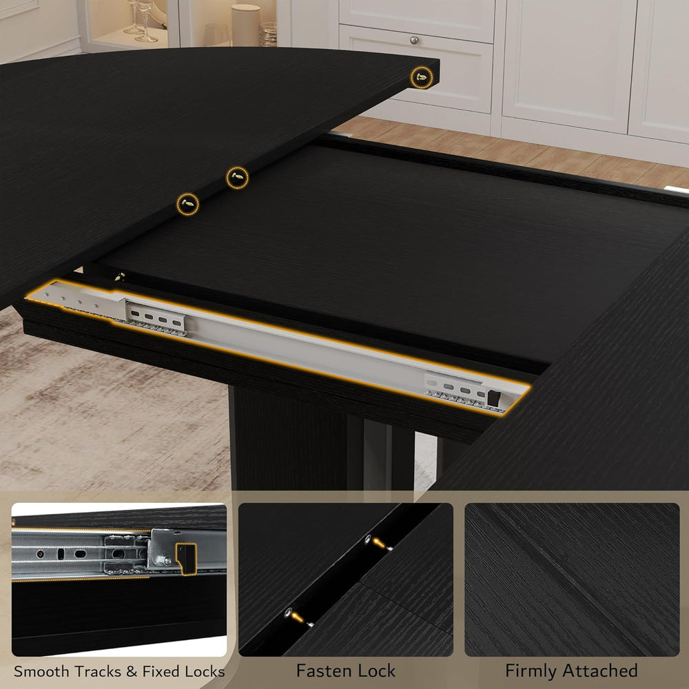 iPormis 59" Extendable Round Dining Table for 4-6, Modern Kitchen Table ...