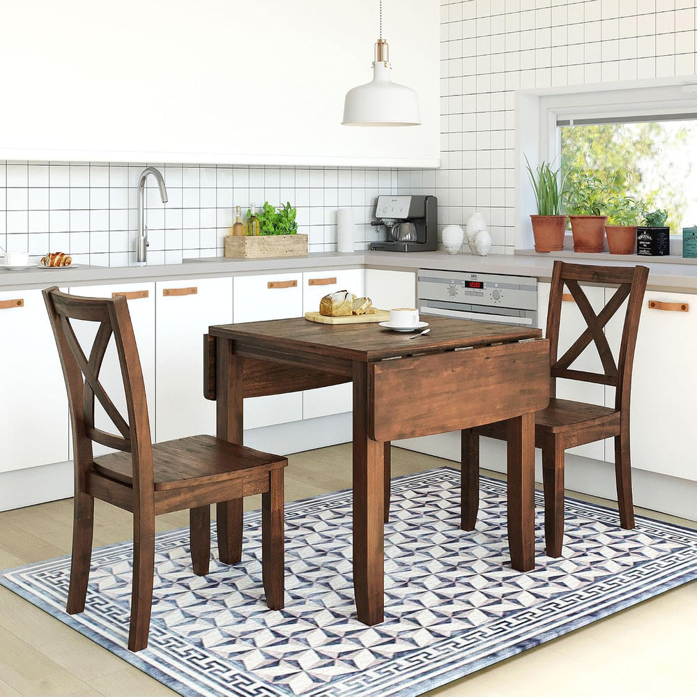LUMISOL 3-Piece Drop Leaf Dining Table Set for 2, Walnut