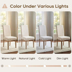 Upholstered Dining Chair Modern Stylish Parsons Kitchen Diner High Back with Bronze Nailhead Trim & Wood Legs, Set of 4, Beige