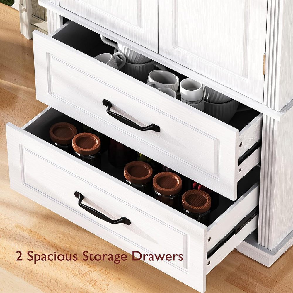 71" Tall Farmhouse Pantry Cabinet, Wood Storage Cabinet with 2 Doors, 2 ...