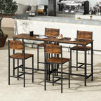 Tangkula 3 Piece Counter Height Bar Table Set, Pub Table and Chairs Set of 2, High Top Console Table with Stools for 2, Space-Saving Dinette Set for Breakfast Nook (Rustic Brown)
