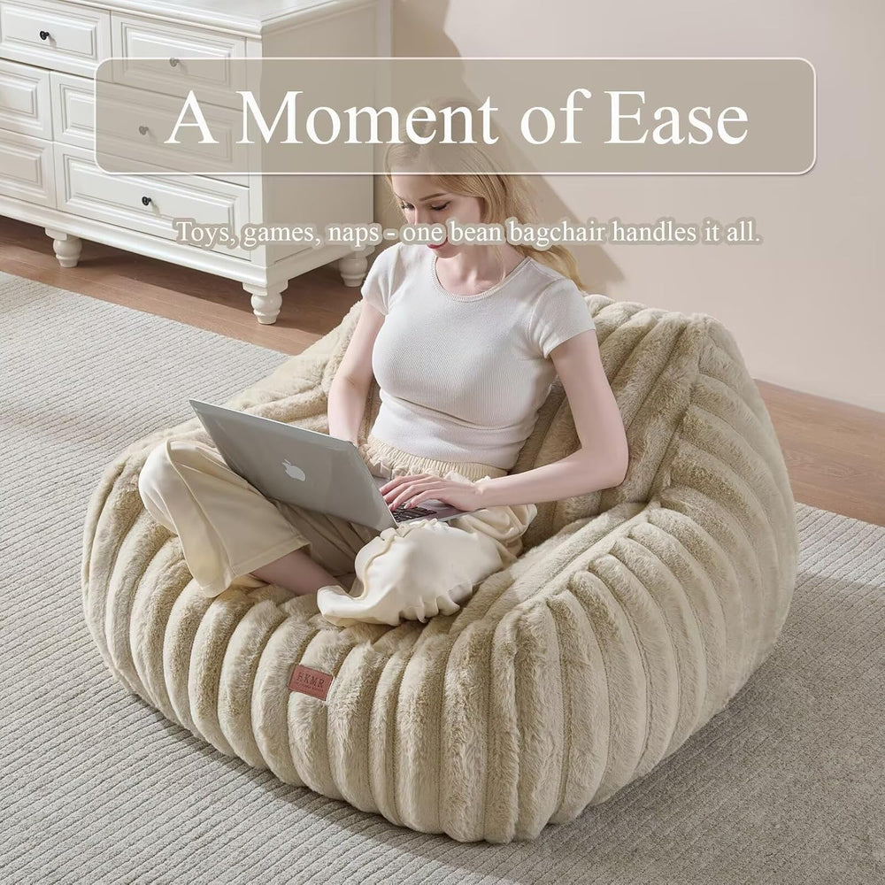 Giant Plush Bean Bag Chair for Adults with Armrests,Oversized Comfy Beanbag L...