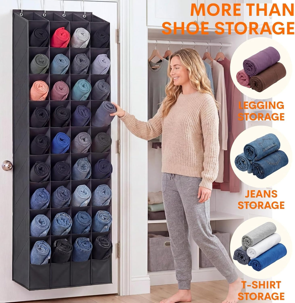 Ofiray-home Over the Door Shoe Organizer, 30-40 Pairs | Large & Deep Pockets, Fits Boots, Sneakers or Larger Shoes, Space-Saving, For Bedroom, Small Closet, Entryway