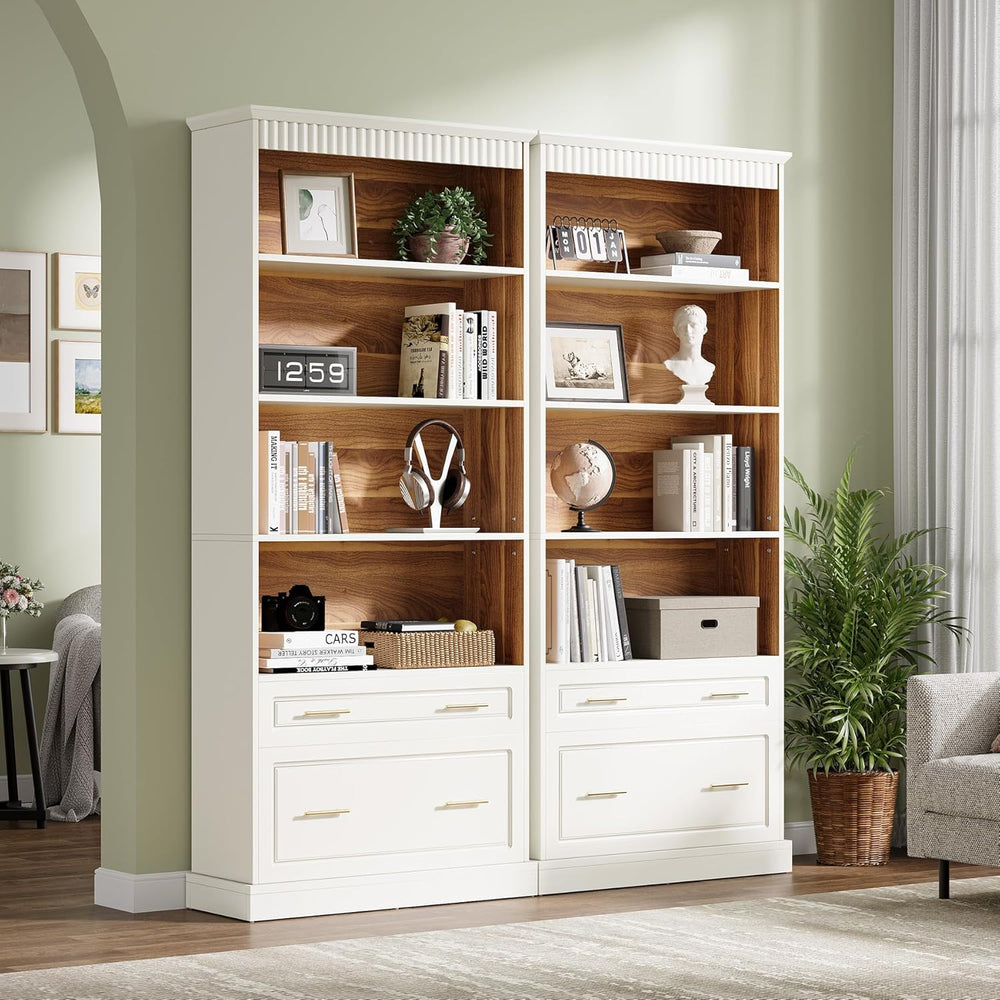 Tribesigns 5-Shelf Bookcase with File Cabinet Drawer, 72" Tall Bookshelf...