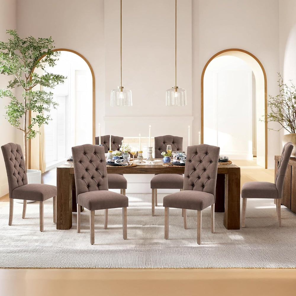 Tufted Upholstered Parsons Dining Chair Set Fabric Diner Accent Stylish Moder...