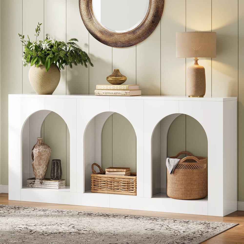 Tribesigns 70.9" White Console Table with Storage, Wood Entryway Entry T...