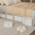Underbed Storage Baskets with Lids,14.9x10.2x5.9in,Beige,1 Pack | Storage Boxes with Soft Cloth Handles,Thick PP Sheet Wardrobe Containers,Washable Drawer Organizer,Under Bed Bins for closet