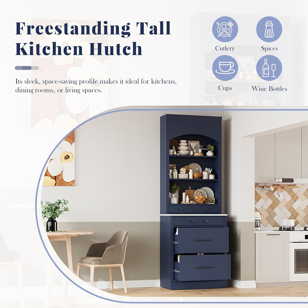 Polibi 83.7''H Kitchen Pantry, Freestanding Tall Kitchen Hutch with 5...