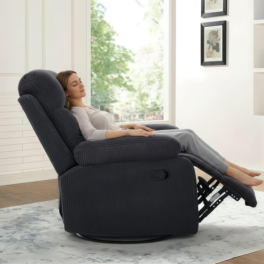 Rocking Recliner Chair,Modern Swivel Glider Recliner Chair,Corduroy Fabric Up...