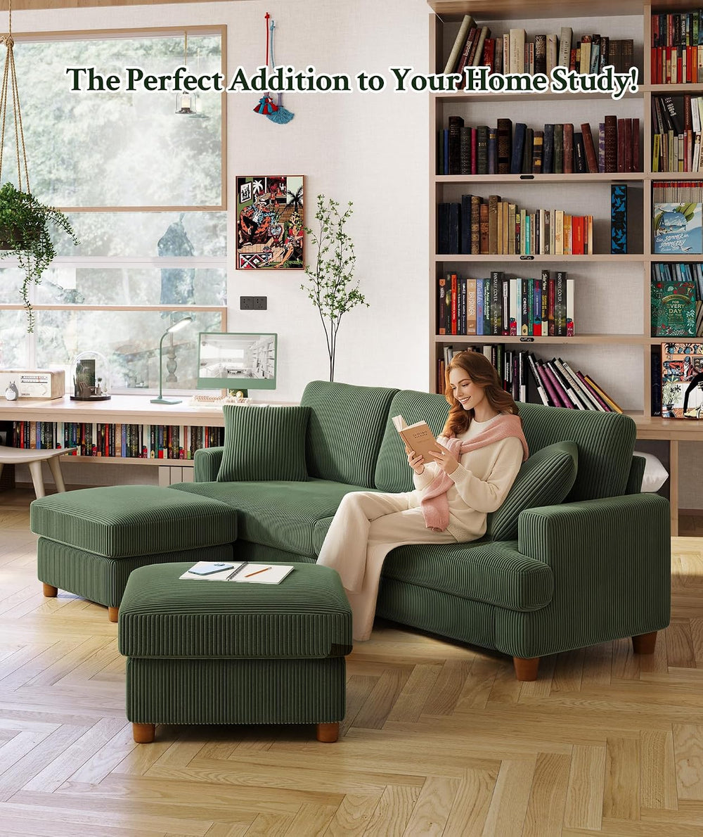 Welzona 25.2" Couches for Living Room, Comfy Green Ottoman with Storage,...
